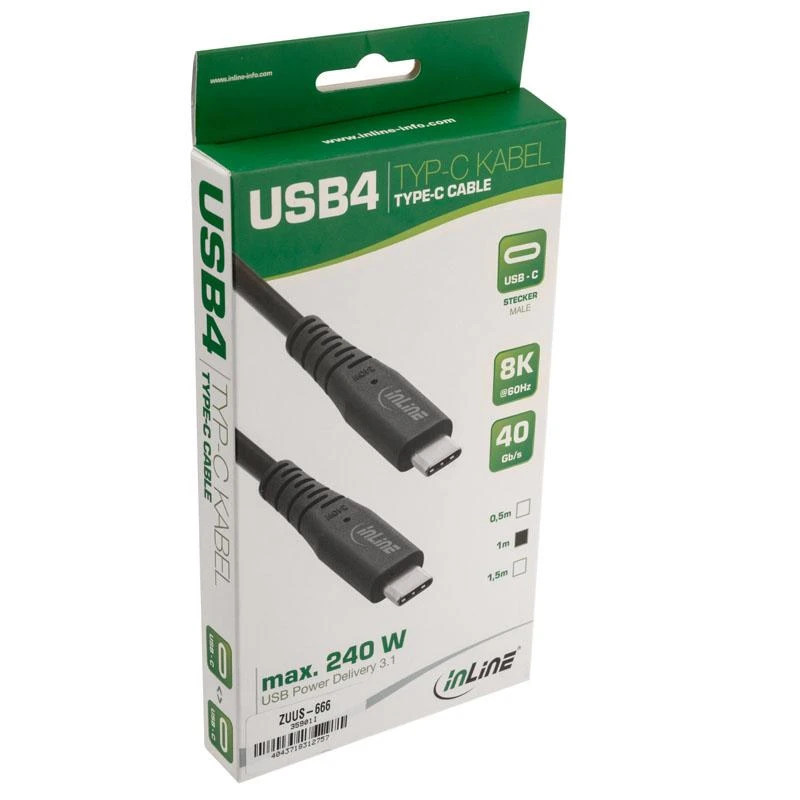 Kabelis USB InLine USB-C - USB-C 1 m Juodas (35901I)