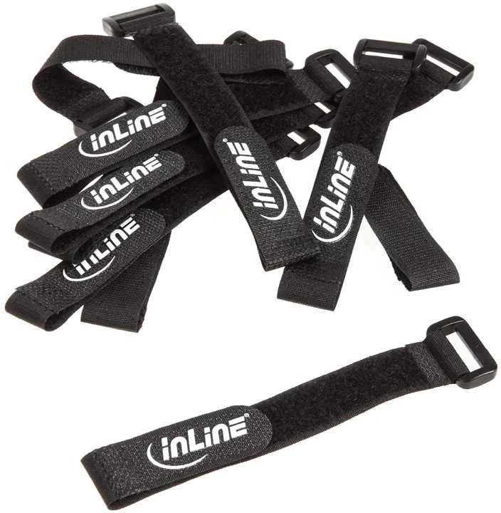 InLine Velcro kilpelės 20x200mm, 10 vnt - juodos spalvos