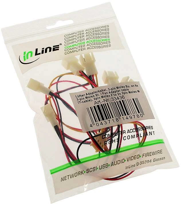 „InLine“ ventiliatoriaus adapterio kabelis, 3 kontaktų į 6 x 3 kontaktus