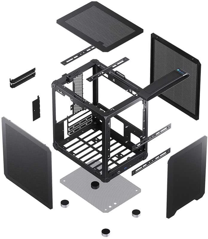 Jonsbo C6 PC-kompiuterio korpusas, Mini-Tower, Micro-ATX, mit Tragegriff – juodos spalvos