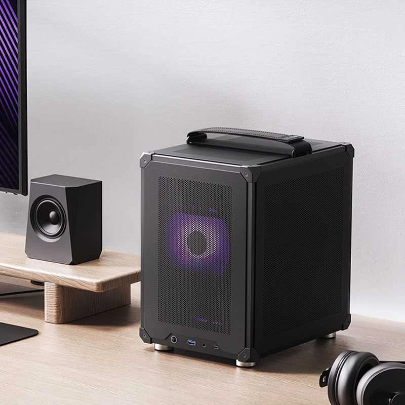 Jonsbo C6 PC-kompiuterio korpusas, Mini-Tower, Micro-ATX, mit Tragegriff – juodos spalvos
