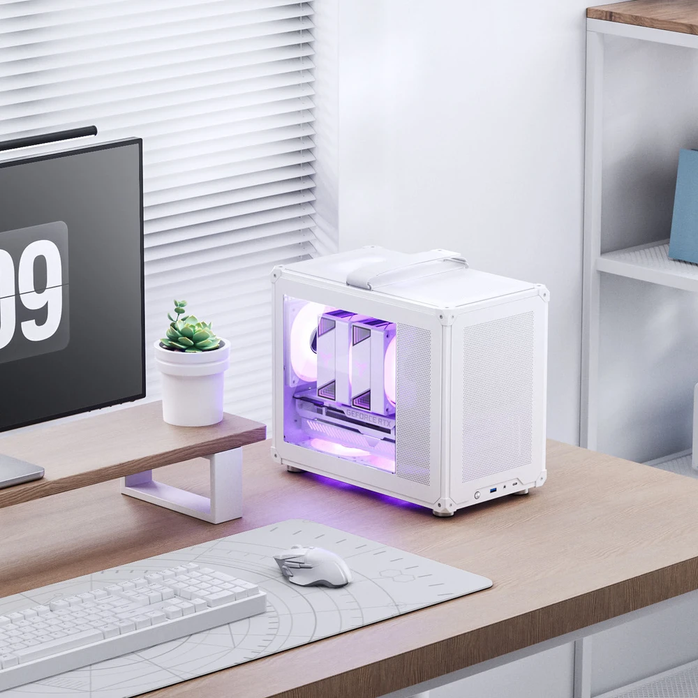 Jonsbo C6 MAX PC-kompiuterio korpusas, Mini-kompiuterio korpusas, Micro-ATX, Tempered Glass – baltos spalvos
