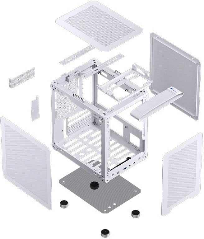 Jonsbo C6 PC-kompiuterio korpusas, Mini-Tower, ITX, mit Tragegriff – baltos spalvos