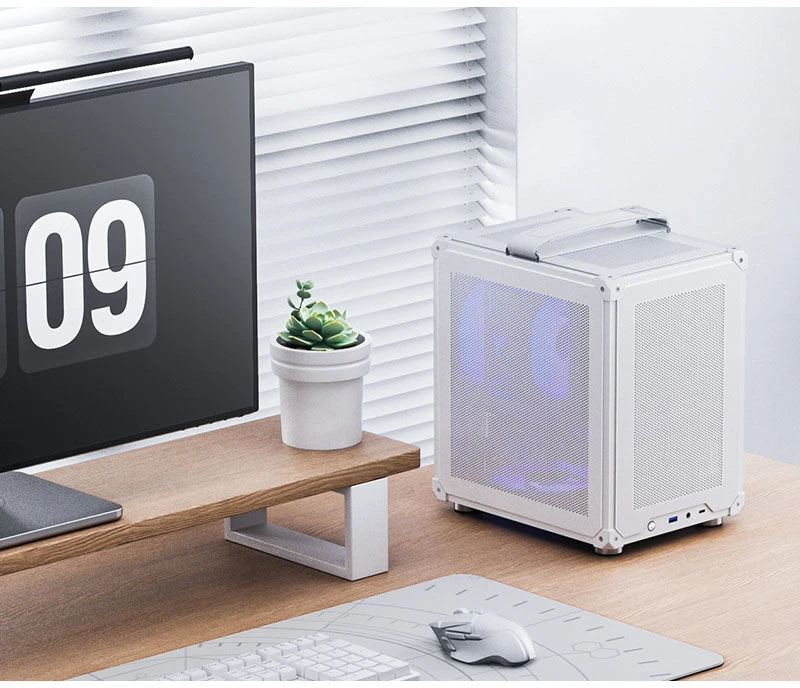 Jonsbo C6 PC-kompiuterio korpusas, Mini-Tower, ITX, mit Tragegriff – baltos spalvos