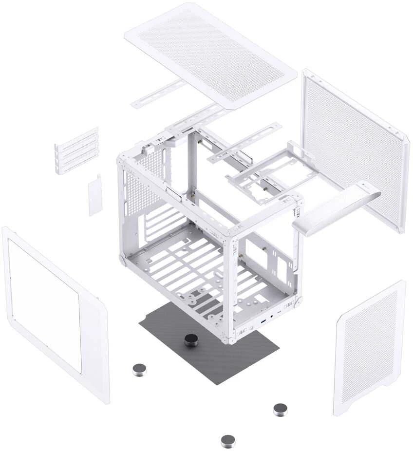 Jonsbo C6 MAX PC-kompiuterio korpusas, Mini-kompiuterio korpusas, Micro-ATX, Tempered Glass – baltos spalvos