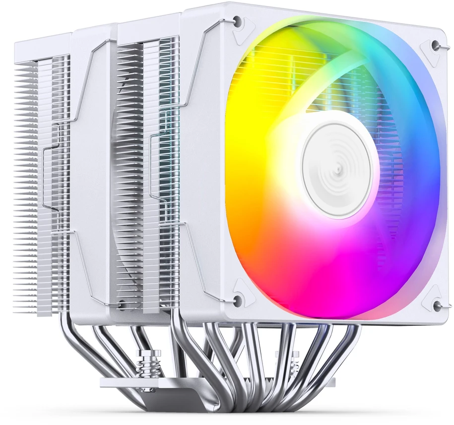 Jonsbo CR-3000E 3-Pin procesoriaus aušintuvas, Dual-Tower, RGB, 260W TDP – baltos spalvos, 120mm
