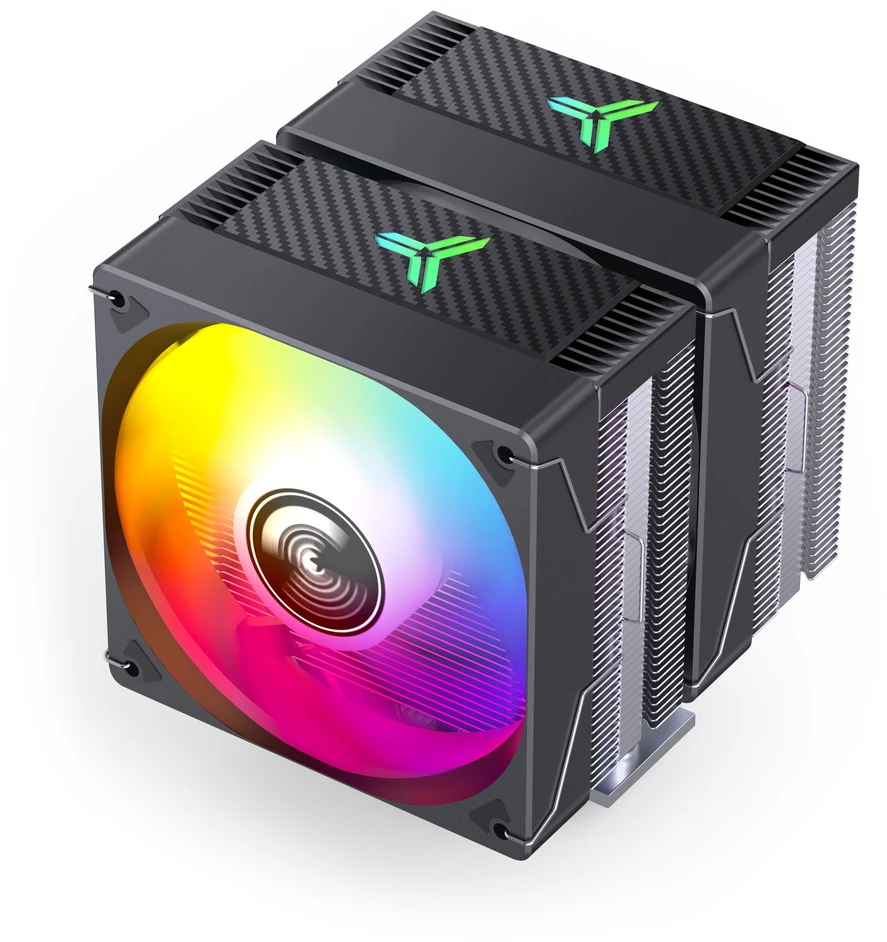 Jonsbo CR-3000E 3-Pin procesoriaus aušintuvas, Dual-Tower, RGB, 260W TDP – juodos spalvos, 120mm