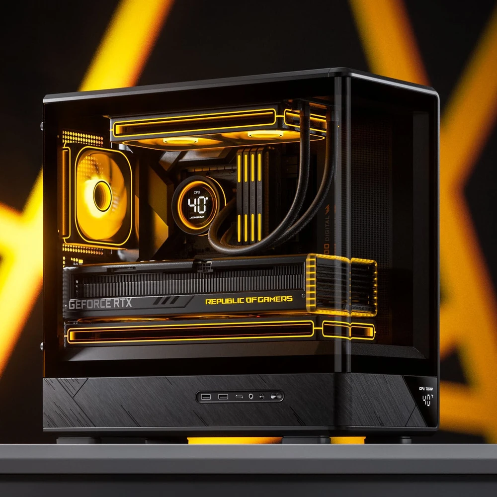 Jonsbo D200 PC Case, Mini Tower, mATX, Tempered Glass – juodas