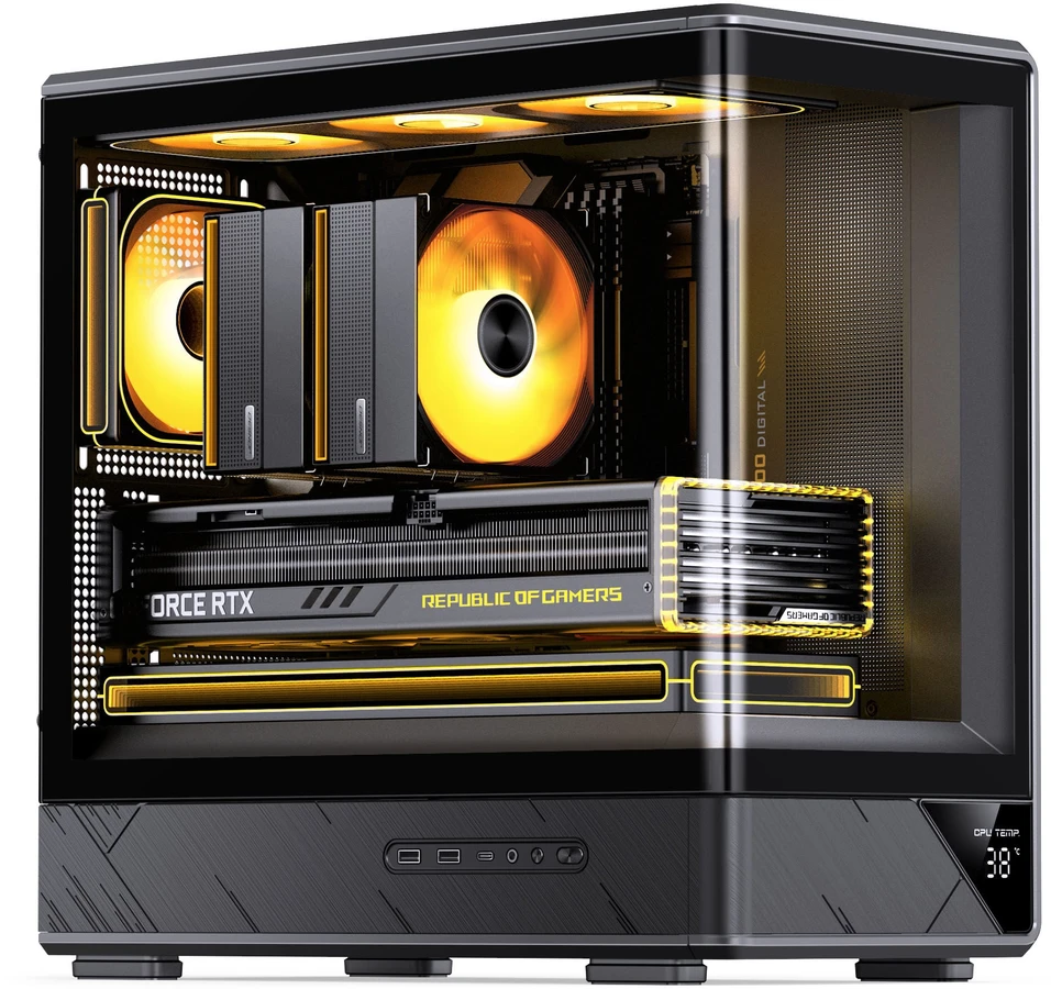 Jonsbo D200 PC Case, Mini Tower, mATX, Tempered Glass – juodas