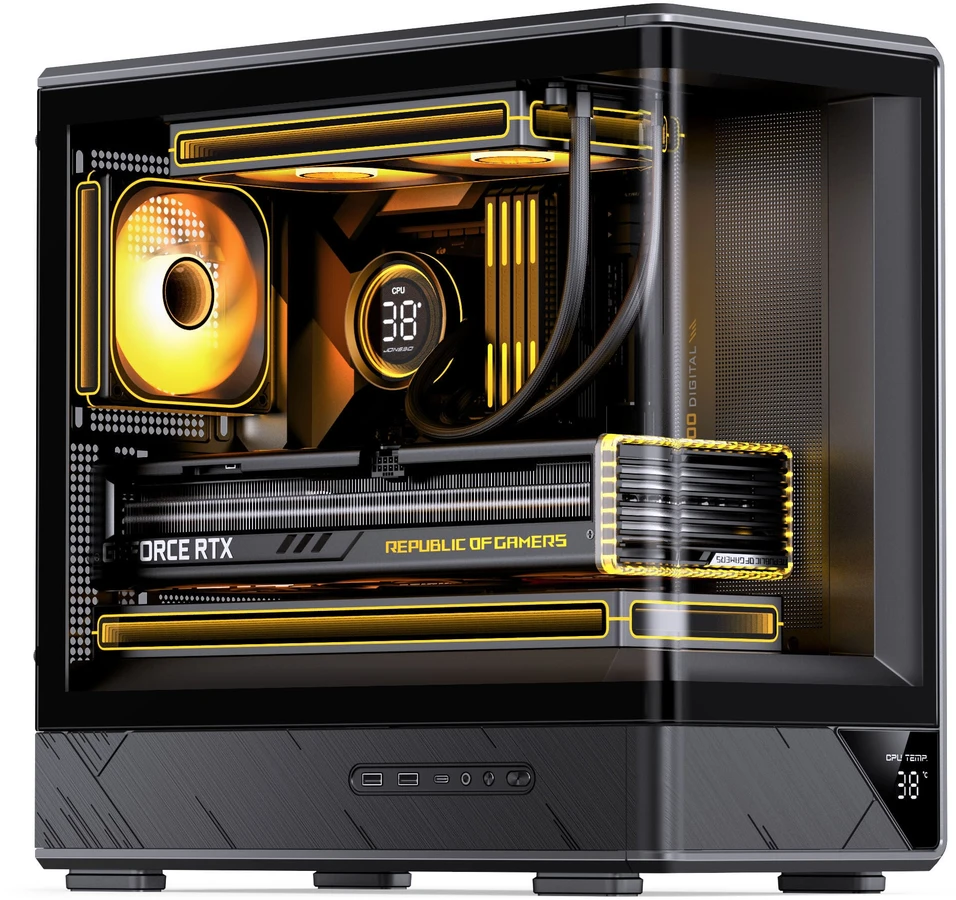 Jonsbo D200 PC Case, Mini Tower, mATX, Tempered Glass – juodas