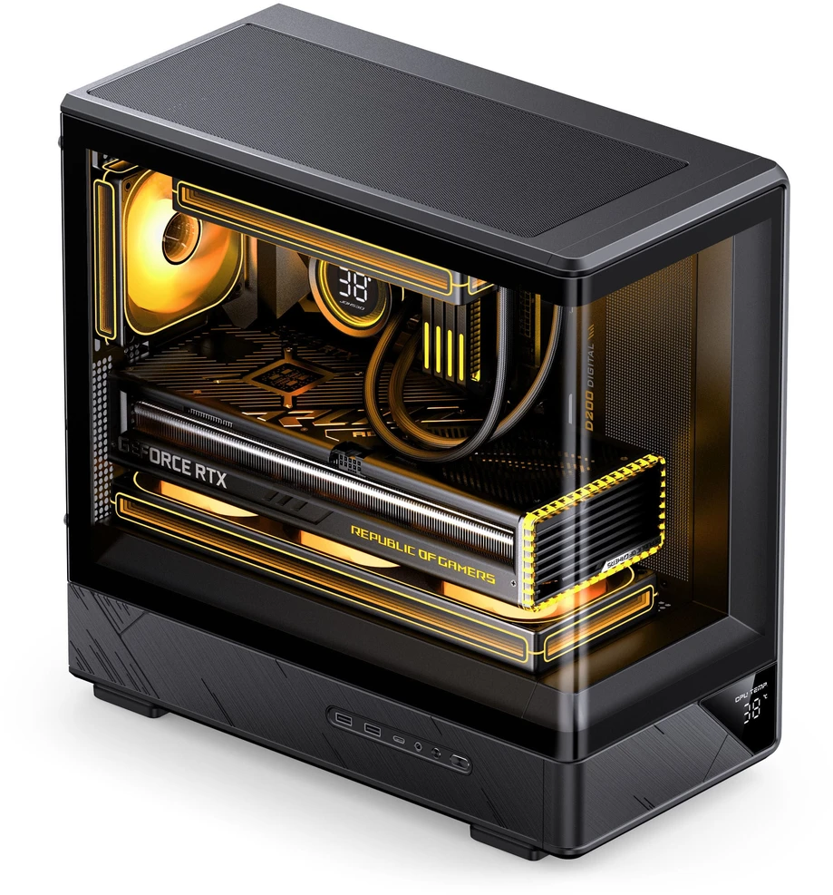 Jonsbo D200 PC Case, Mini Tower, mATX, Tempered Glass – juodas