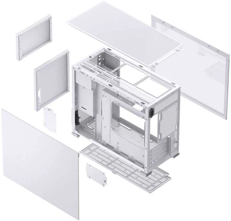 Jonsbo D31 MESH Micro-ATX kompiuterio korpusas, Tempered Glass – baltos spalvos