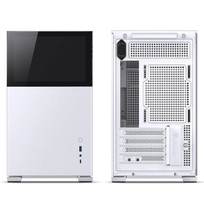 Jonsbo D31 ekrano Micro–ATX korpusas, grūdintas stiklas – balta