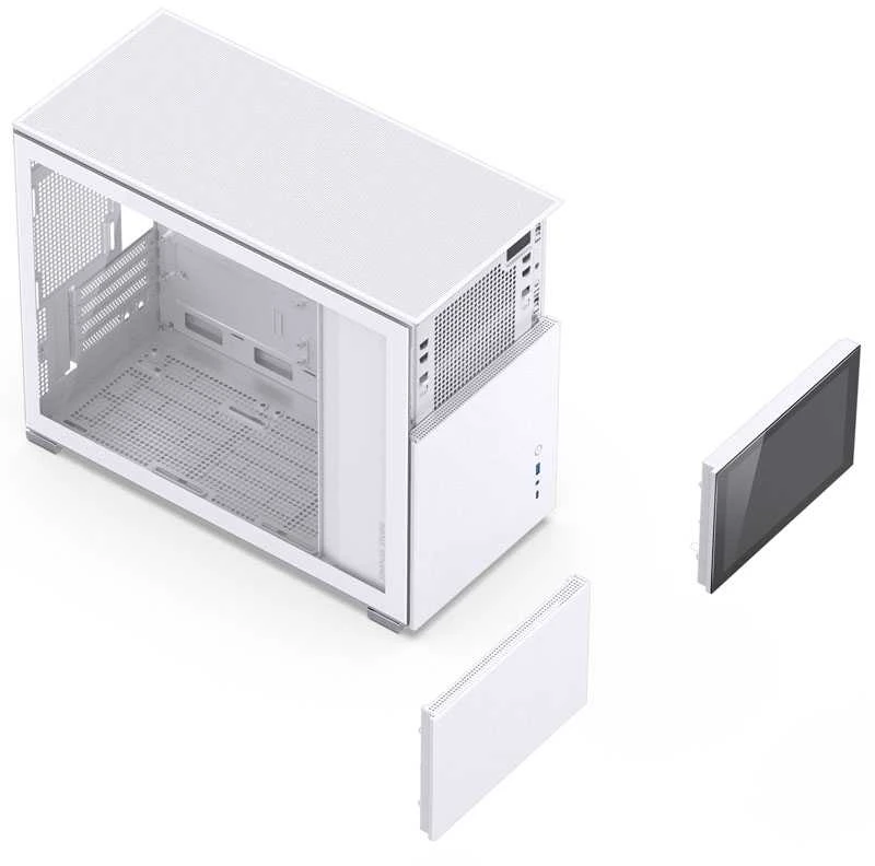 Jonsbo D31 ekrano Micro–ATX korpusas, grūdintas stiklas – balta