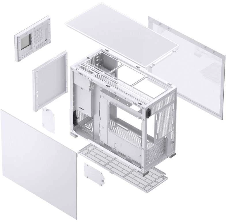Jonsbo D31 ekrano Micro–ATX korpusas, grūdintas stiklas – balta