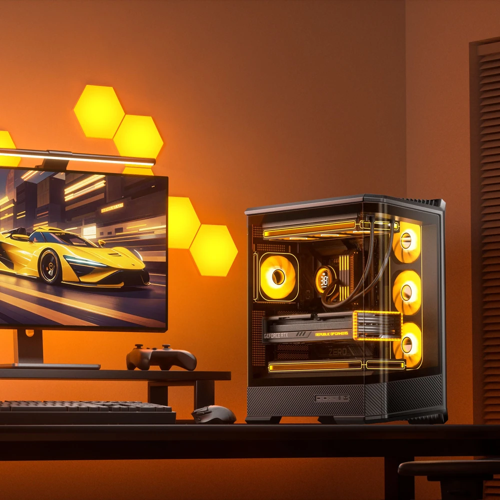 Jonsbo D400 PC-kompiuterio korpusas, Midi Tower, ATX, Tempered Glass – juodos spalvos