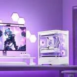 Jonsbo D400 PC-kompiuterio korpusas, Midi Tower, ATX, Tempered Glass – baltos spalvos