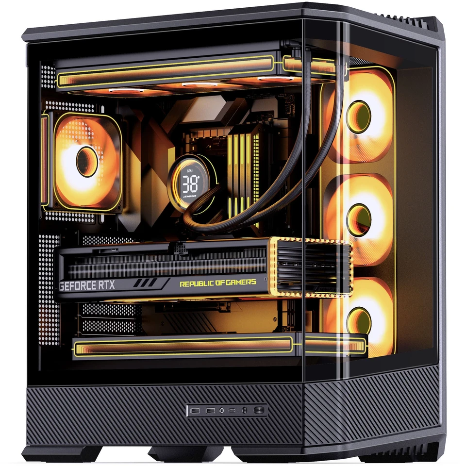 Jonsbo D400 PC-kompiuterio korpusas, Midi Tower, ATX, Tempered Glass – juodos spalvos