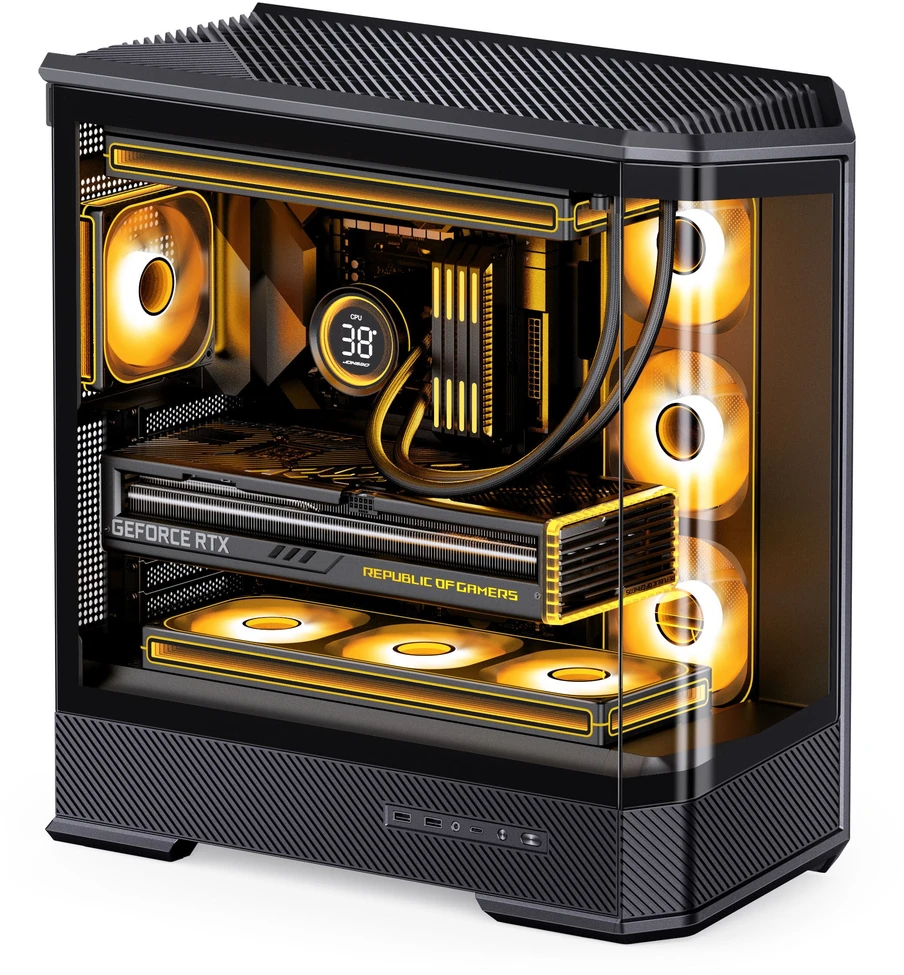 Jonsbo D400 PC-kompiuterio korpusas, Midi Tower, ATX, Tempered Glass – juodos spalvos