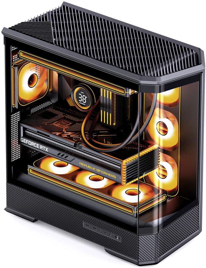 Jonsbo D400 PC-kompiuterio korpusas, Midi Tower, ATX, Tempered Glass – juodos spalvos