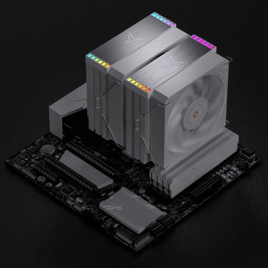 Jonsbo HX6280 procesoriaus aušintuvas, PWM, RGB – 130mm, baltos spalvos