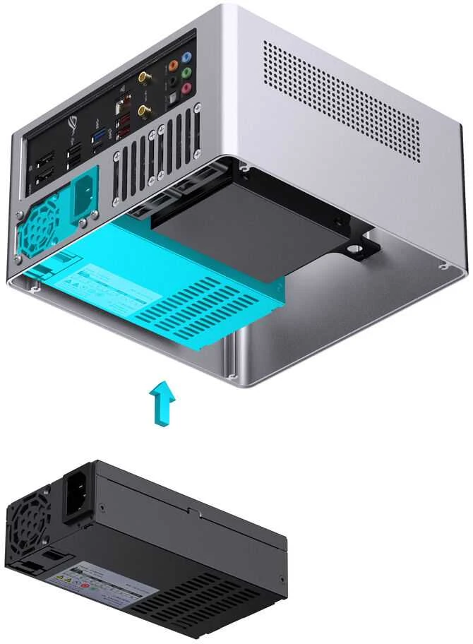 Jonsbo N10 PC-kompiuterio korpusas, Mini-Tower, Mini-ITX – sidabro spalvos