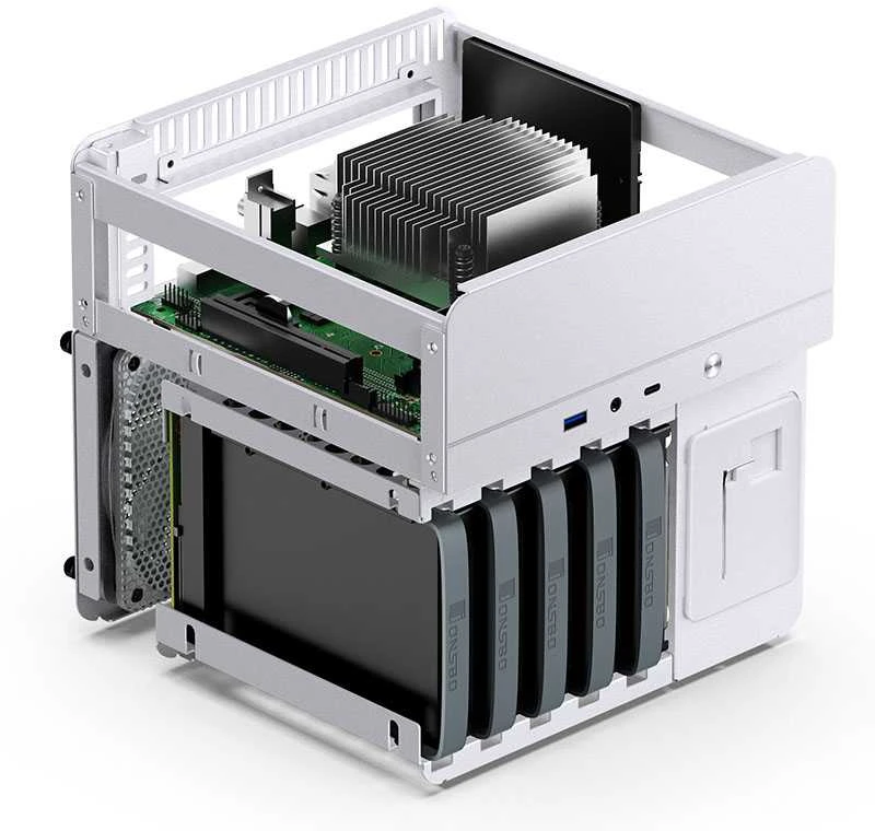 Jonsbo N2 Mini-ITX NAS kompiuterio korpusas – baltos spalvos