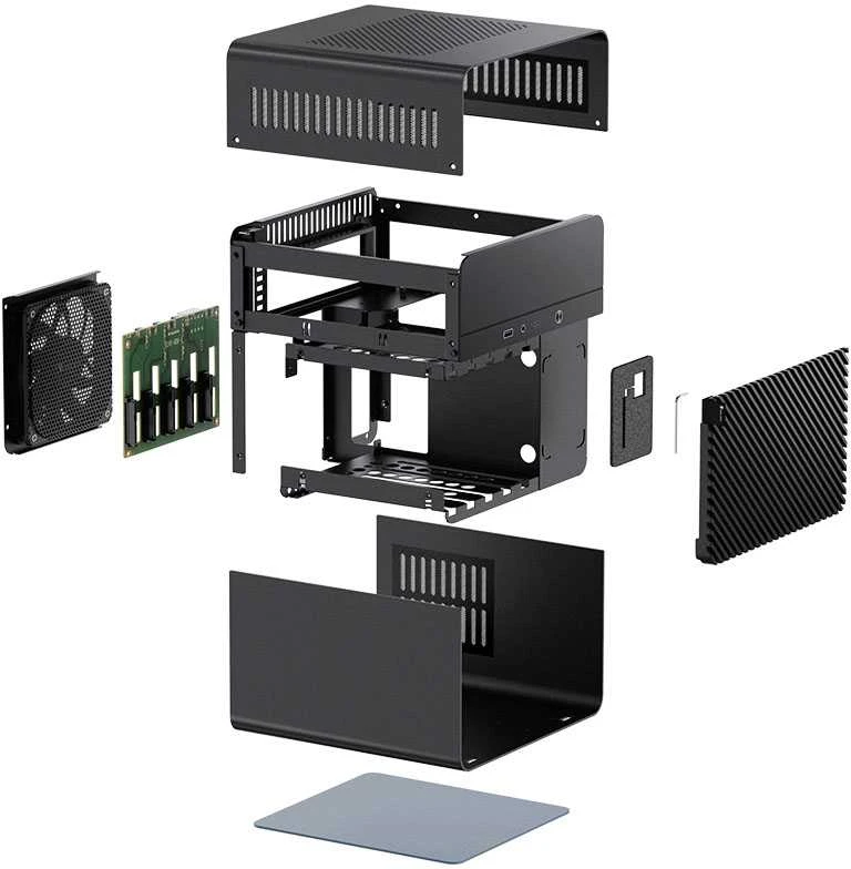 Jonsbo N2 Mini-ITX NAS kompiuterio korpusas – juodos spalvos