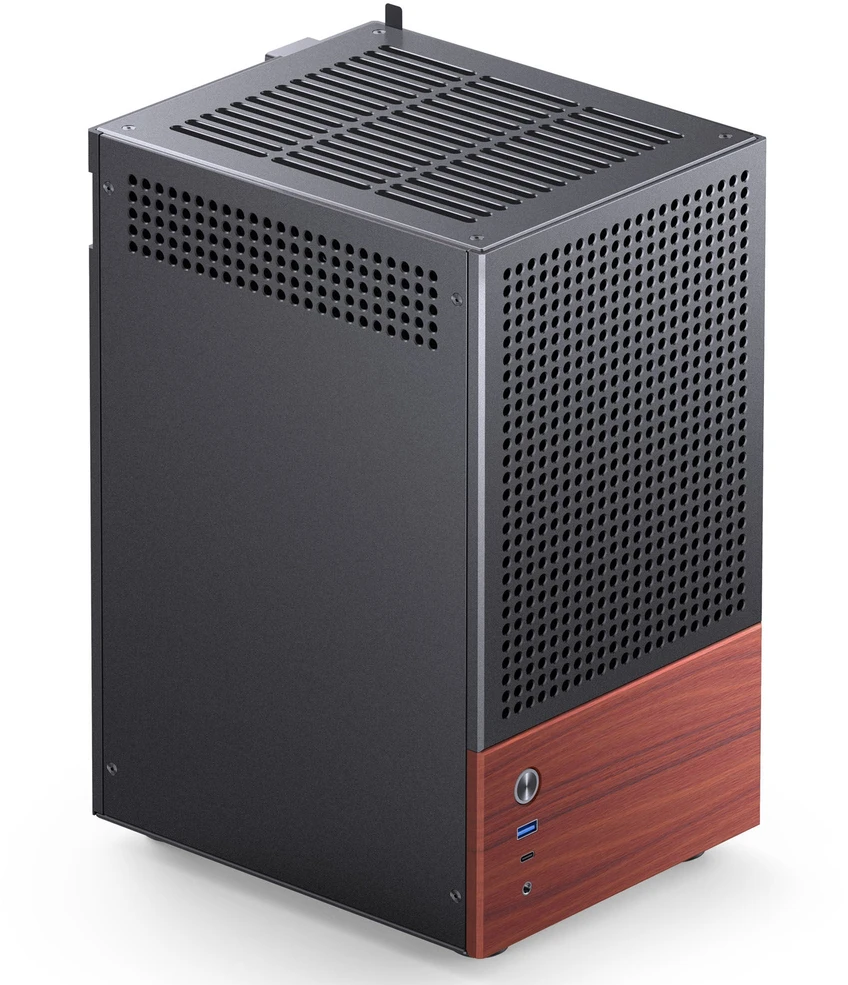 Jonsbo T6 kompiuterio korpusas, Mini-Tower, Mini-ITX, grūdintas stiklas, mediena – Juodas