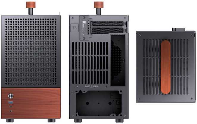Jonsbo T6 kompiuterio korpusas, Mini-Tower, Mini-ITX, grūdintas stiklas, mediena – Juodas