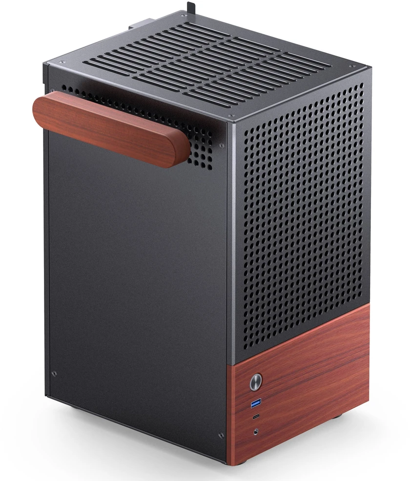 Jonsbo T6 kompiuterio korpusas, Mini-Tower, Mini-ITX, grūdintas stiklas, mediena – Juodas