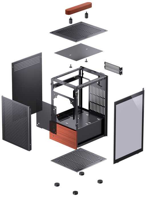 Jonsbo T6 kompiuterio korpusas, Mini-Tower, Mini-ITX, grūdintas stiklas, mediena – Juodas