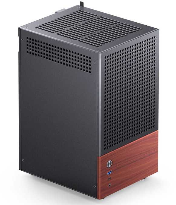 Jonsbo T6 kompiuterio korpusas, Mini-Tower, Mini-ITX, grūdintas stiklas, mediena – Juodas