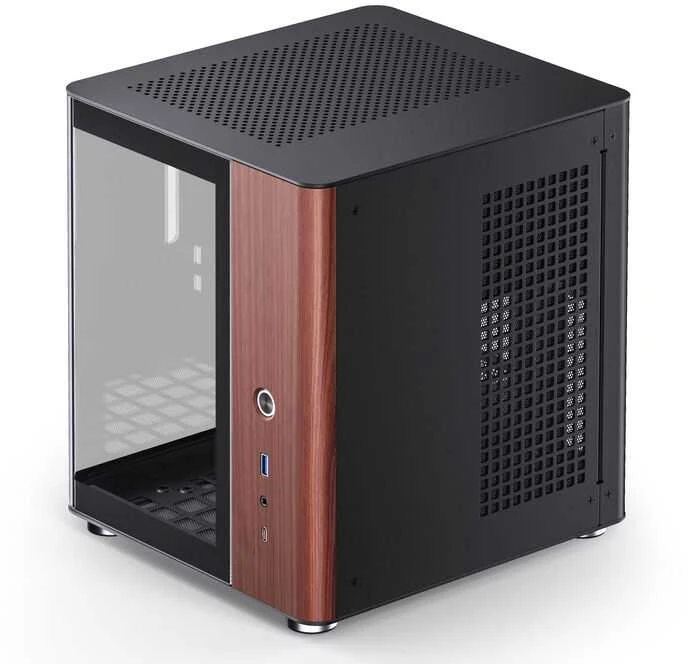 Jonsbo TK-0 PC kompiuterio korpusas, Mini-Tower, Mini-ITX, Tempered Glass, Holz – juodos spalvos