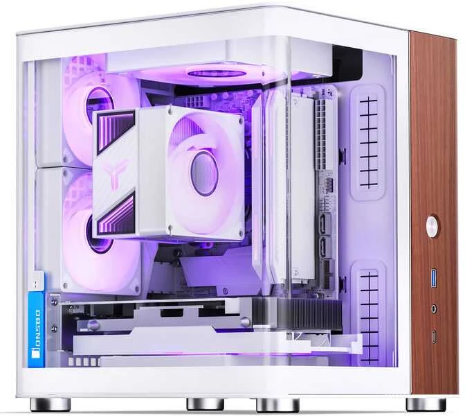 Jonsbo TK-0 PC kompiuterio korpusas, Mini-Tower, Mini-ITX, Tempered Glass, Holz – baltos spalvos