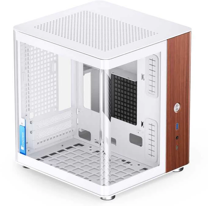 Jonsbo TK-0 PC kompiuterio korpusas, Mini-Tower, Mini-ITX, Tempered Glass, Holz – baltos spalvos