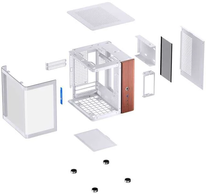 Jonsbo TK-0 PC kompiuterio korpusas, Mini-Tower, Mini-ITX, Tempered Glass, Holz – baltos spalvos