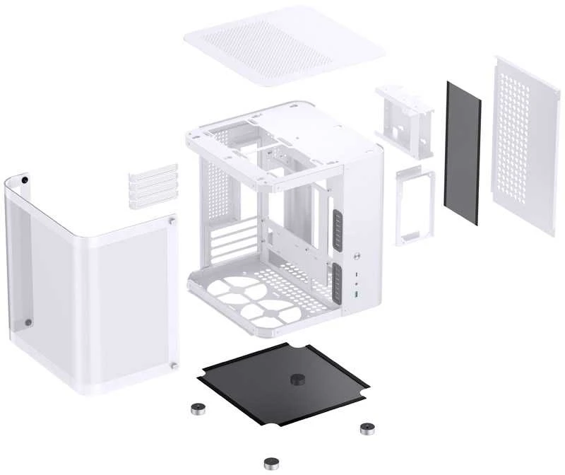 Jonsbo TK-1 2.0 Micro-ATX kompiuterio korpusas, Tempered Glass – baltos spalvos