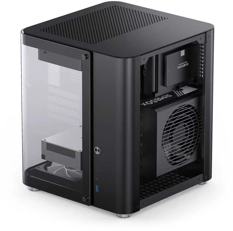 Jonsbo TK-1 2.0 Micro-ATX kompiuterio korpusas, Tempered Glass – juodos spalvos