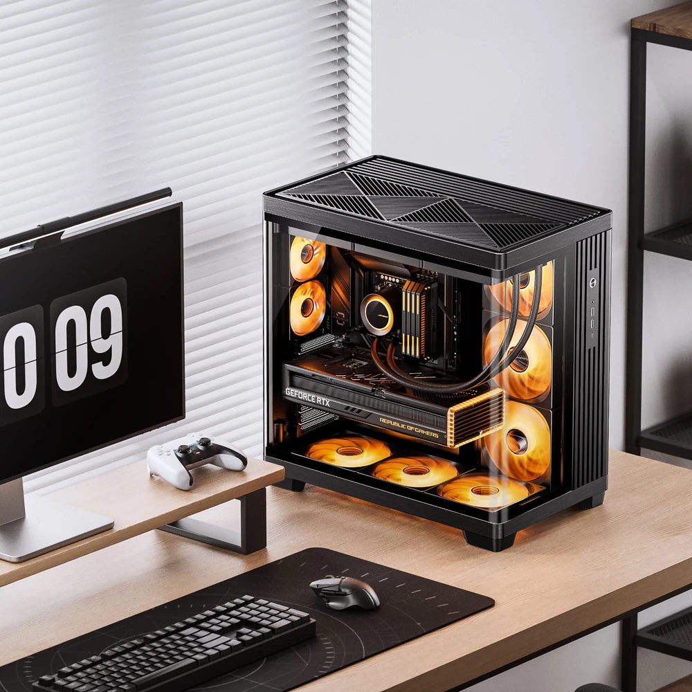 Jonsbo TK-4 Case, Mid-Tower, ATX, Tempered Glass – Juodas