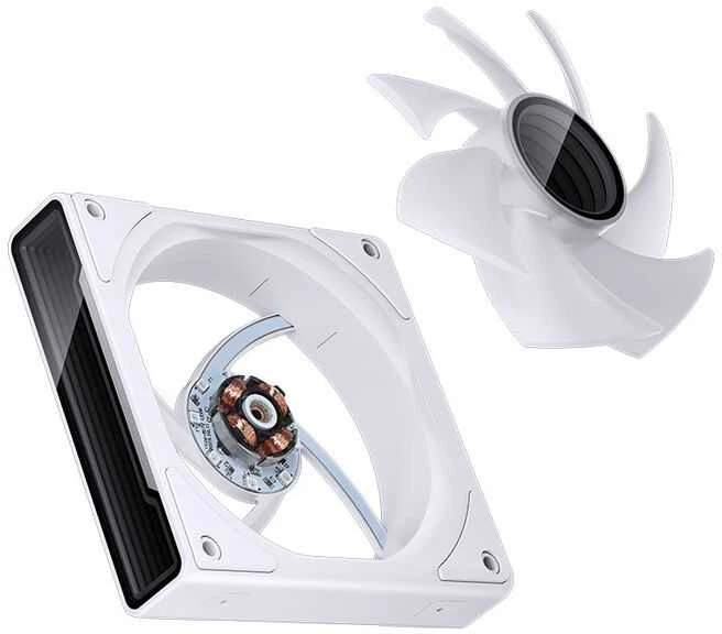 Jonsbo ZK-120W išardytas ventiliatorius su matomu varikliu