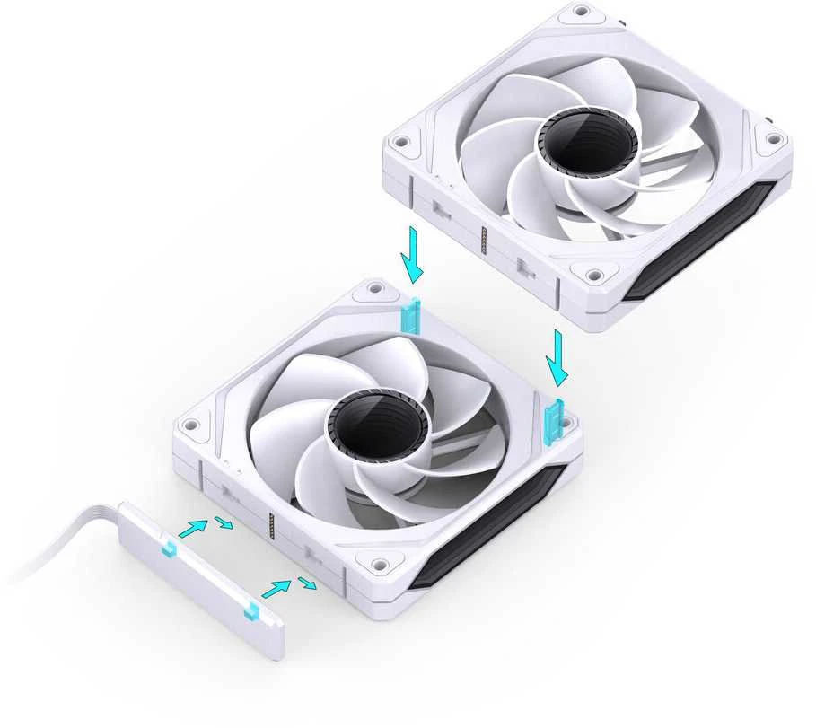 Jonsbo ZL-120WR korpuso ventiliatorius, Reverse Blade, PWM, ARGB – 120mm, baltos spalvos, 3-Pack