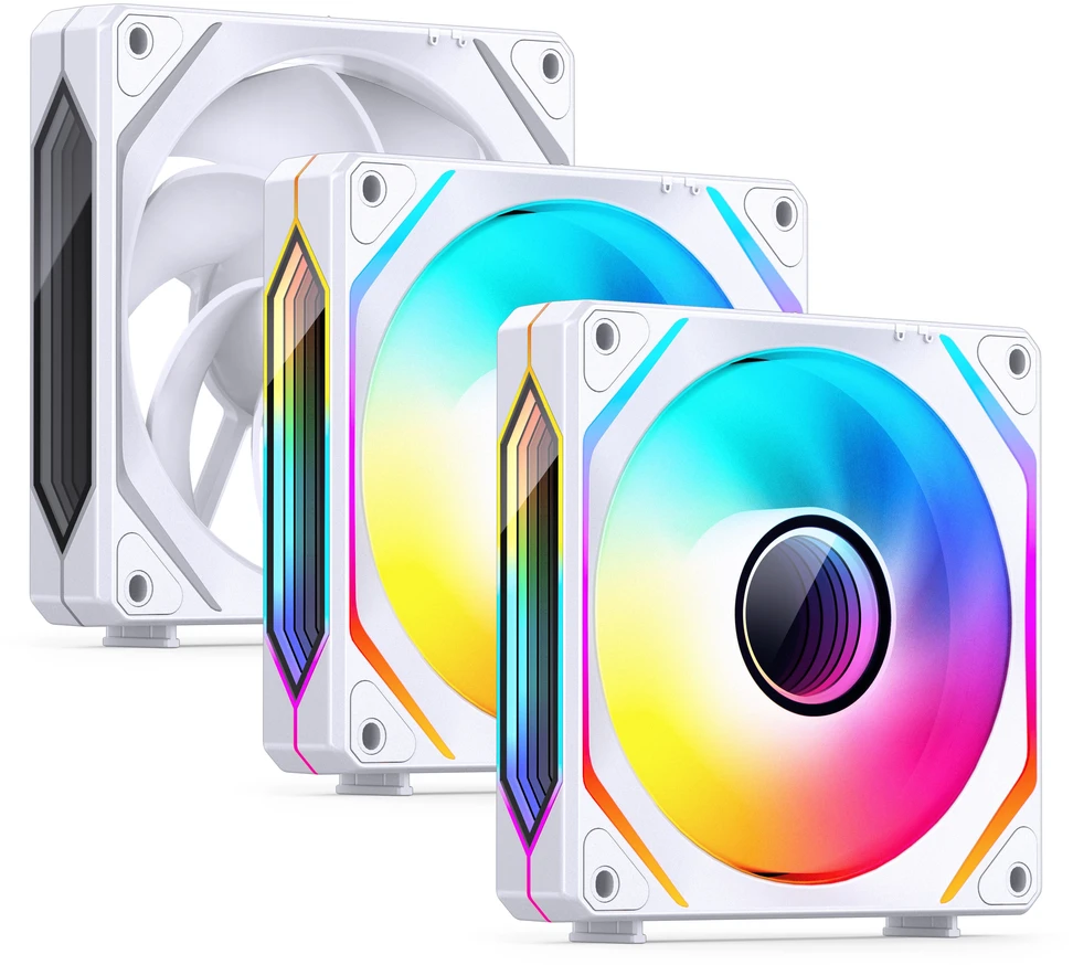 Jonsbo ZL-120WR korpuso ventiliatorius, Reverse Blade, PWM, ARGB – 120mm, baltos spalvos, 3-Pack