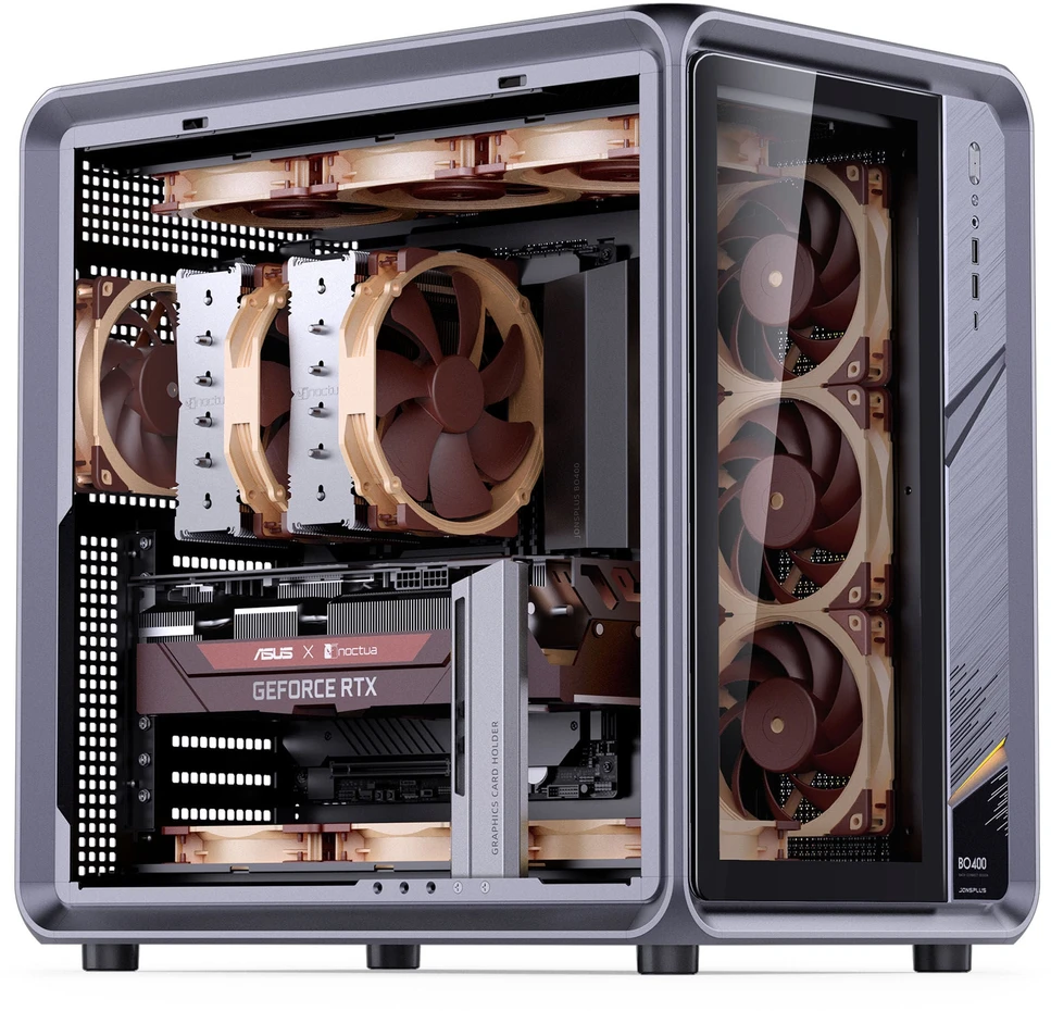 Jonsplus BO400 PC-kompiuterio korpusas, Midi-Tower, ATX, Tempered Glass – gunmetal pilkas