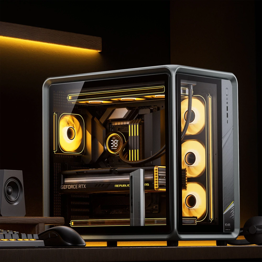 Jonsplus BO400 PC-kompiuterio korpusas, Midi-Tower, ATX, Tempered Glass – gunmetal pilkas