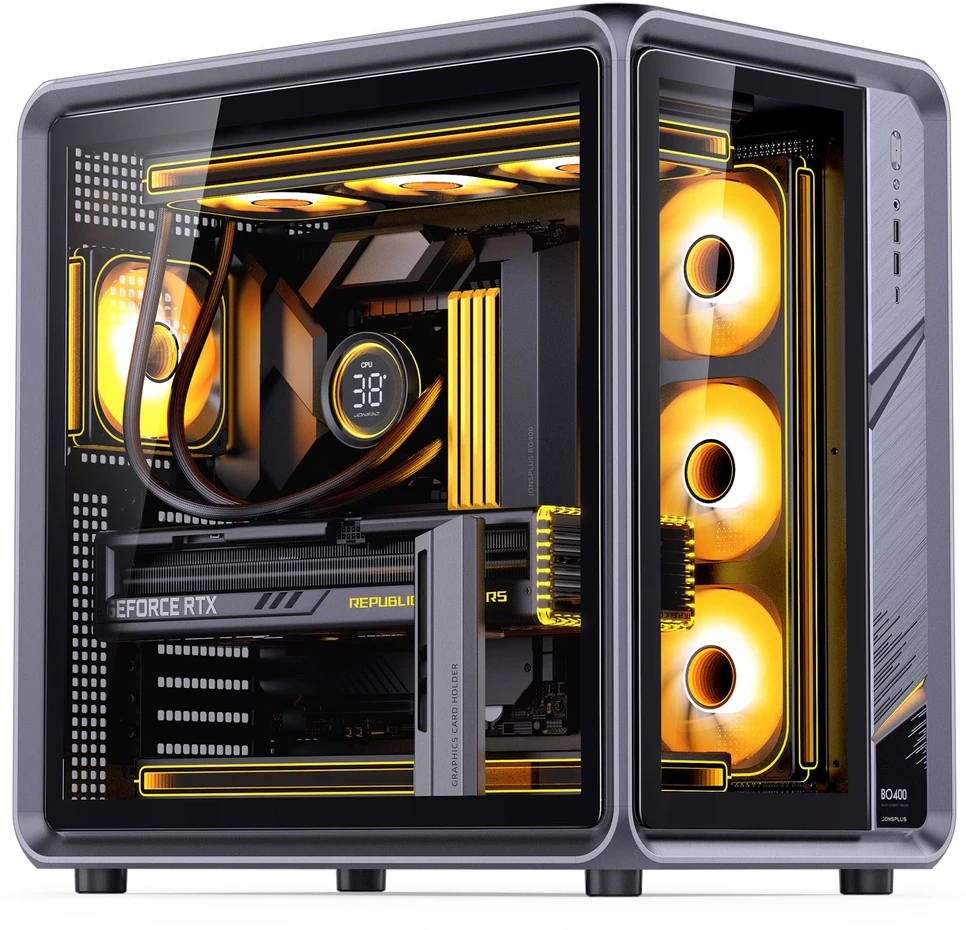 Jonsplus BO400 PC-kompiuterio korpusas, Midi-Tower, ATX, Tempered Glass – gunmetal pilkas