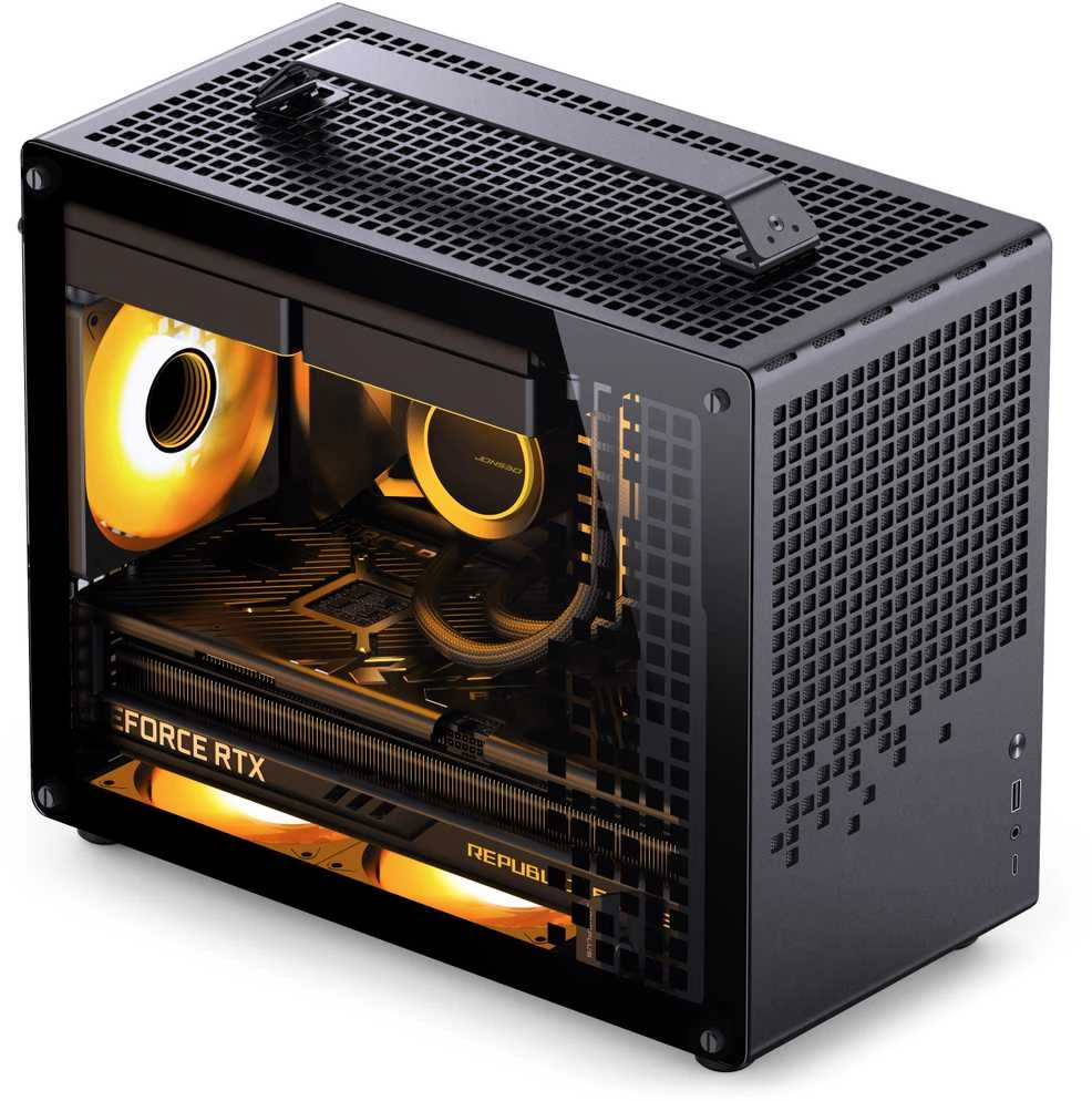 Jonsplus Z20 Micro-ATX kompiuterio korpusas, mit Tragegriff – juodos spalvos