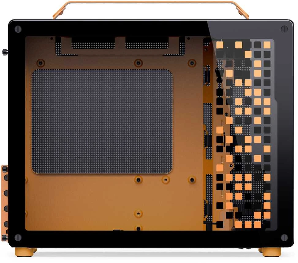 Jonsplus Z20 Micro-ATX kompiuterio korpusas, mit Tragegriff – juodos spalvos/oranžinės spalvos
