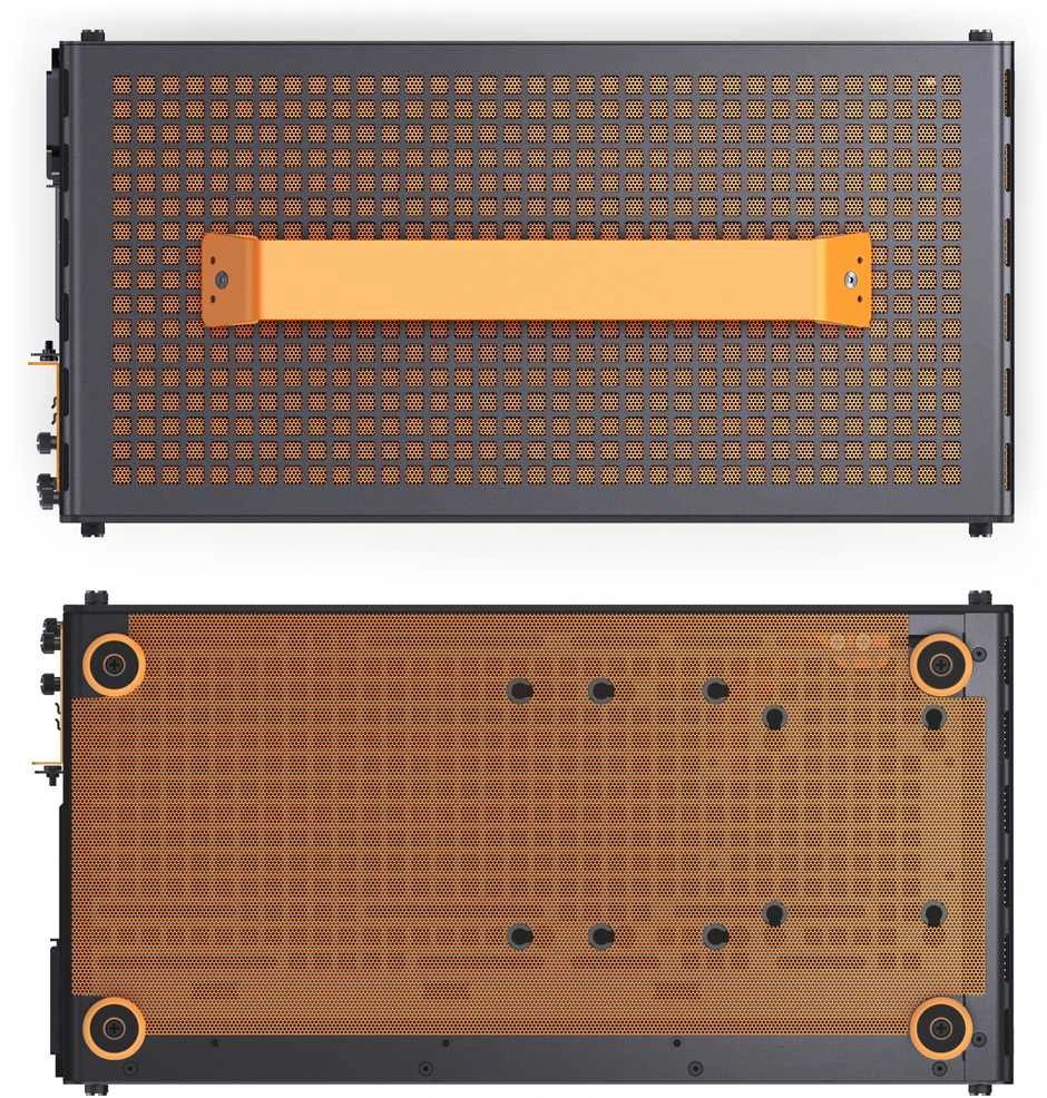 Jonsplus Z20 Micro-ATX kompiuterio korpusas, mit Tragegriff – juodos spalvos/oranžinės spalvos