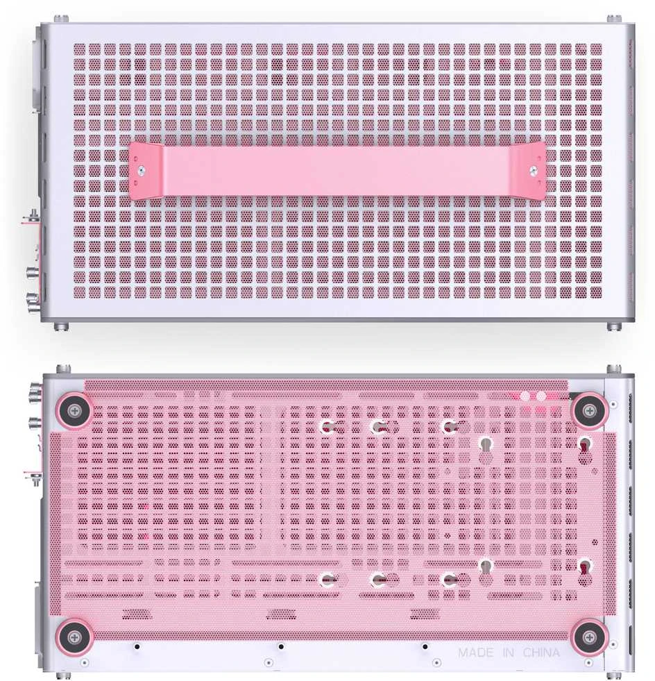 Jonsplus Z20 Micro-ATX kompiuterio korpusas, mit Tragegriff – baltos spalvos/pink